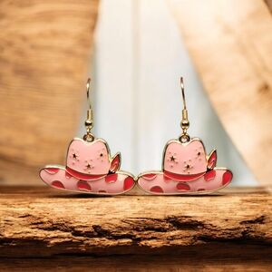 Pink and Red Cowboy Hat Earrings